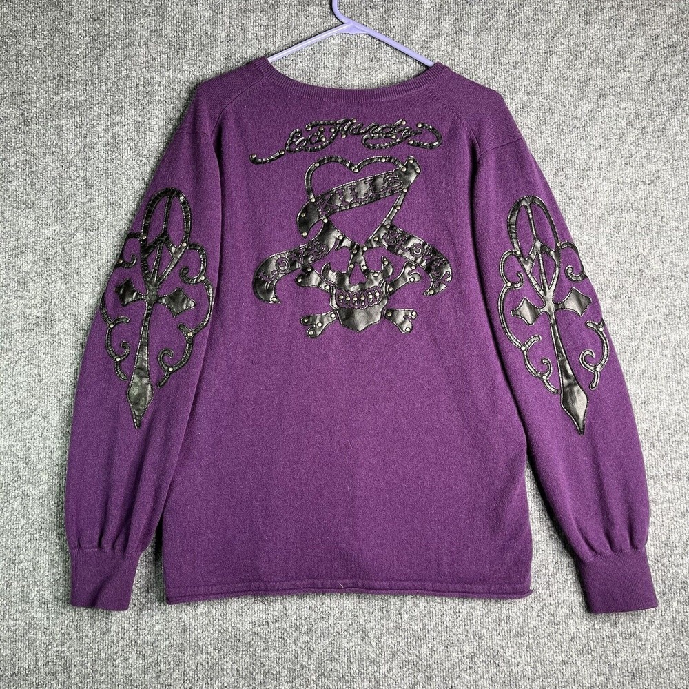 Vintage Ed Hardy Christian Audigier Top Women‎ XL Wool Cashmere Love Kills Slow